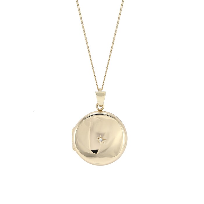 Goldsmiths 9ct Yellow Gold Diamond set Circle Locket