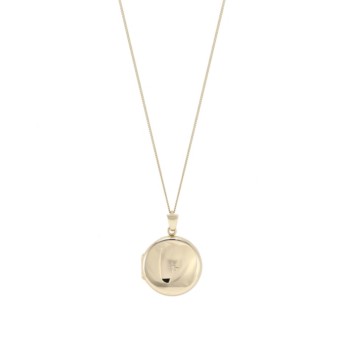 Goldsmiths 9ct Yellow Gold Diamond set Circle Locket