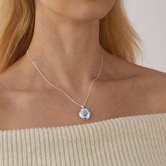 Goldsmiths Silver Cubic Zirconia Oval Locket