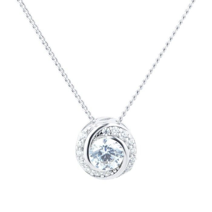 Goldsmiths Silver Twist Cubic Zirconia Pendant & Earring Set