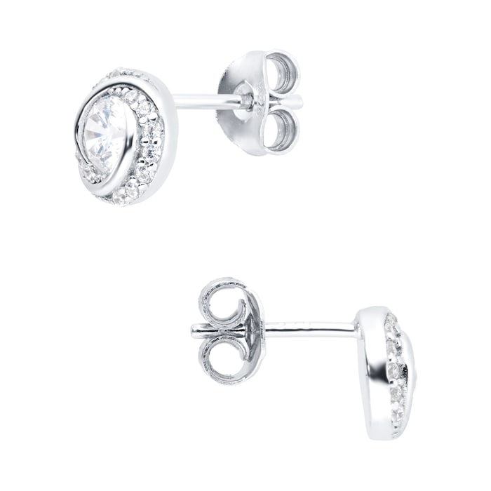 Goldsmiths Silver Twist Cubic Zirconia Pendant & Earring Set