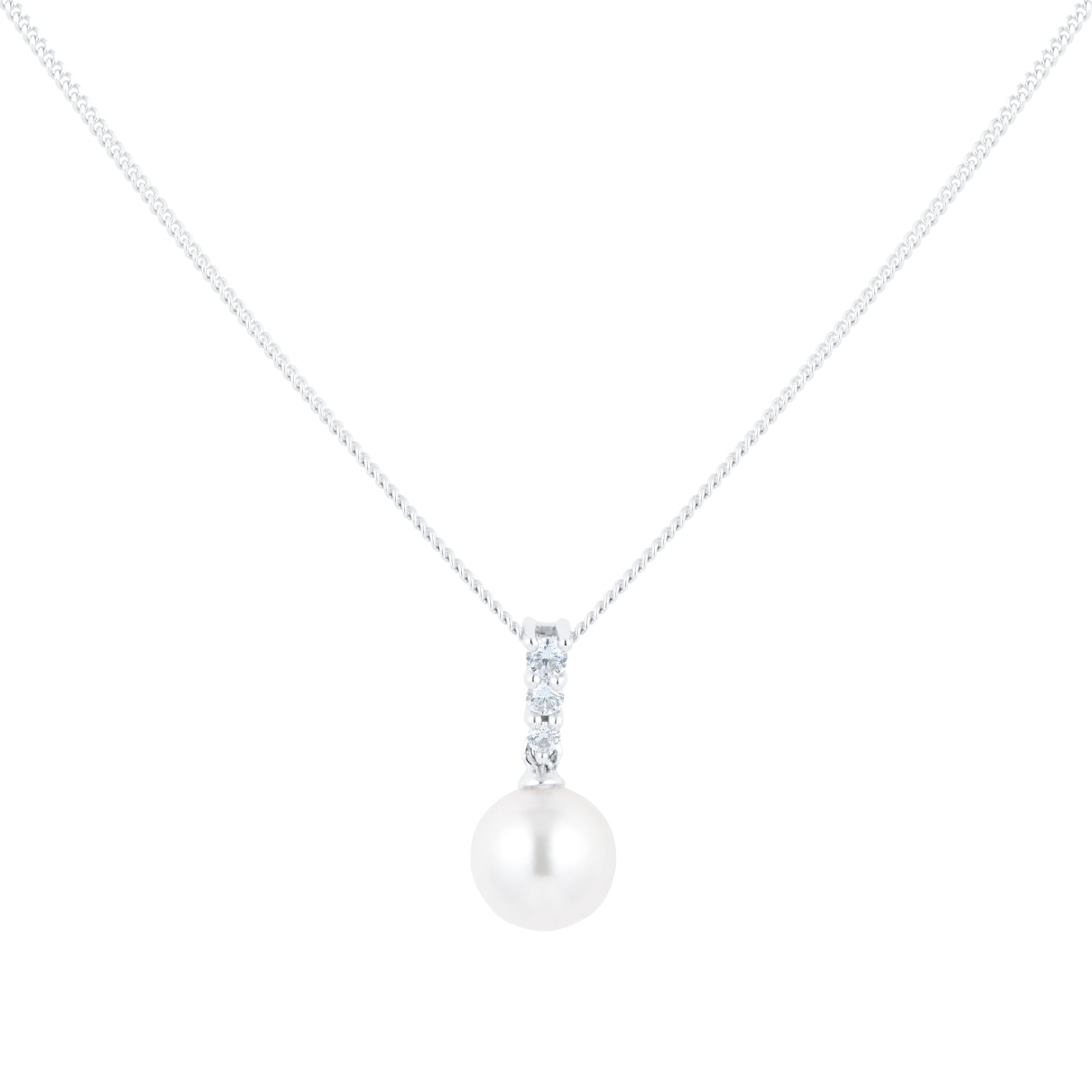 Goldsmiths 18ct White Gold Akoya Pearl & 0.10ct Diamond Pendant Goldsmiths 18ct White Gold Akoya Pearl & 0.10ct Diamond Pendant