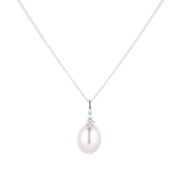 14080015 - 18ct White Gold Pink Freshwater Pearl & 0.07ct Diamond Pendant