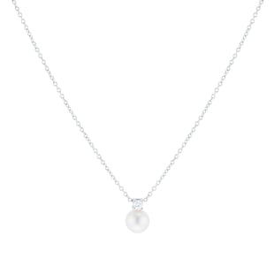 Goldsmiths 18ct White Gold Akoya Pearl & 0.05ct Diamond Pendant