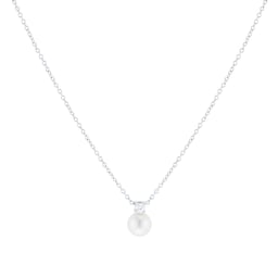 14080018 - 18ct White Gold Akoya Pearl & 0.05ct Diamond Pendant