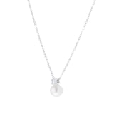 Goldsmiths 18ct White Gold Akoya Pearl & 0.05ct Diamond Pendant