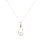 Goldsmiths 9ct Yellow Gold 0.01cttw Diamond & Cultured Pearl Pendant