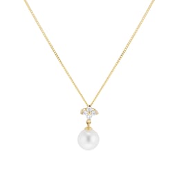 14080020 - 9ct Yellow Gold Freshwater Pearl & 0.07ct Diamond Pendant