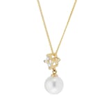 Goldsmiths 9ct Yellow Gold Freshwater Pearl & 0.07ct Diamond Pendant