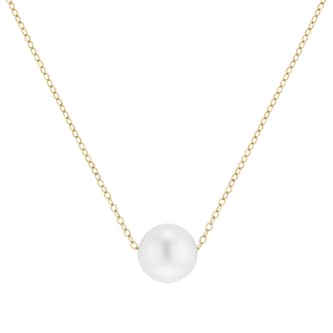 Goldsmiths 9ct Yellow Gold Akoya Pearl Slider Pendant