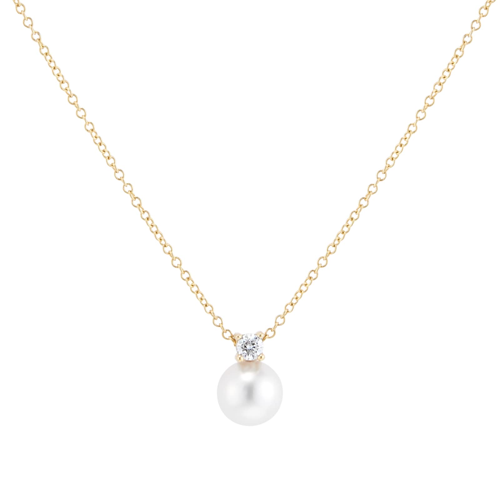 Mappin & Webb 18ct White Gold 7-7.5mm Pearl & 0.10cttw Diamond Pendant