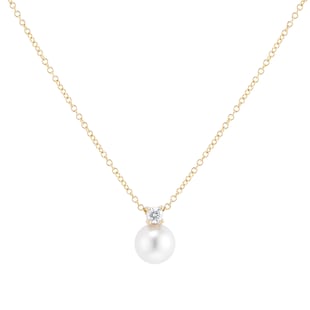 Mappin & Webb 18ct White Gold 7-7.5mm Pearl & 0.10cttw Diamond Pendant