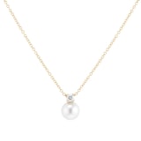 Mappin & Webb 18ct White Gold 7-7.5mm Pearl & 0.10cttw Diamond Pendant