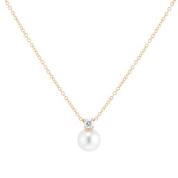 14080026 - 18ct White Gold 7-7.5mm Pearl & 0.10cttw Diamond Pendant