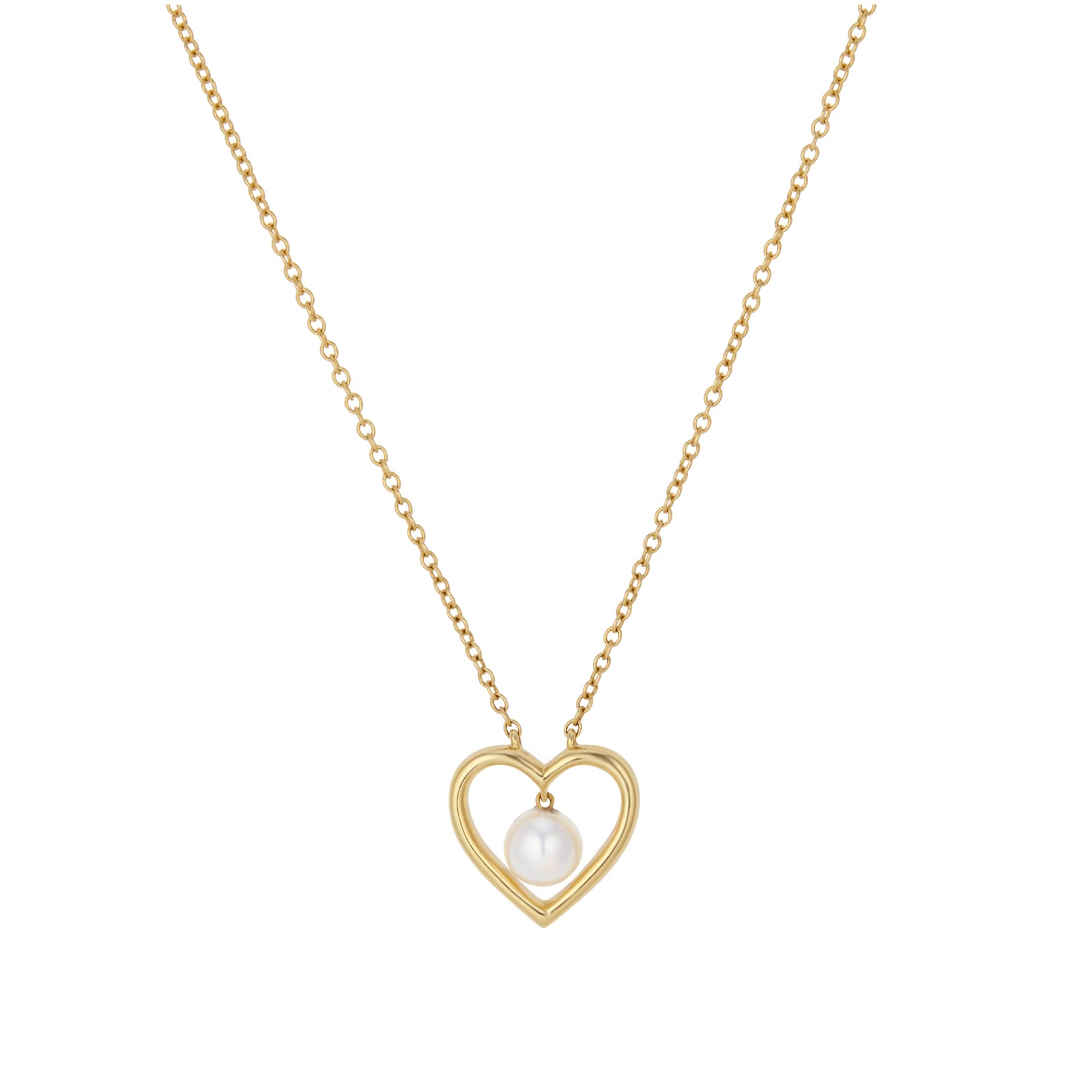 Goldsmiths 9ct Yellow Gold Suspended Pearl Heart Pendant