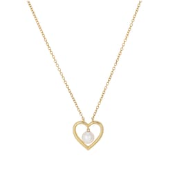 14080029 - 9ct Yellow Gold Suspended Pearl Heart Pendant