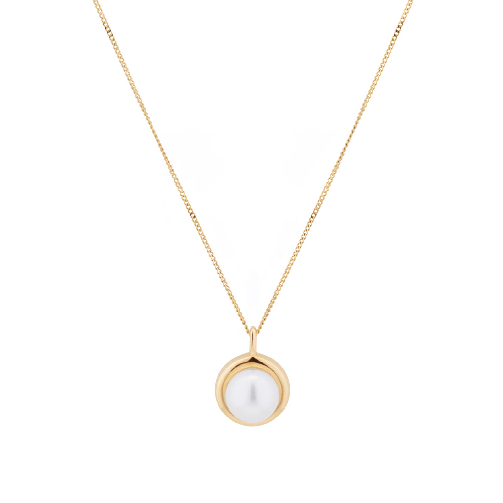 Goldsmiths 9ct Yellow Gold 6.5-7mm Pearl Rub Over Pendant 18 Inch