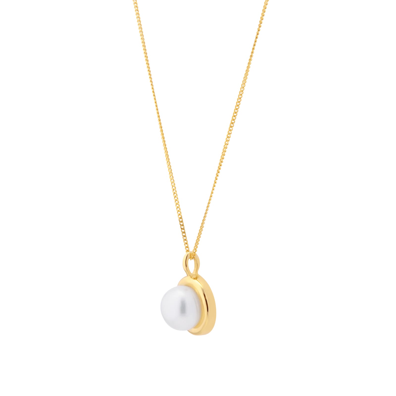 Goldsmiths 9ct Yellow Gold 6.5-7mm Pearl Rub Over Pendant 18 Inch