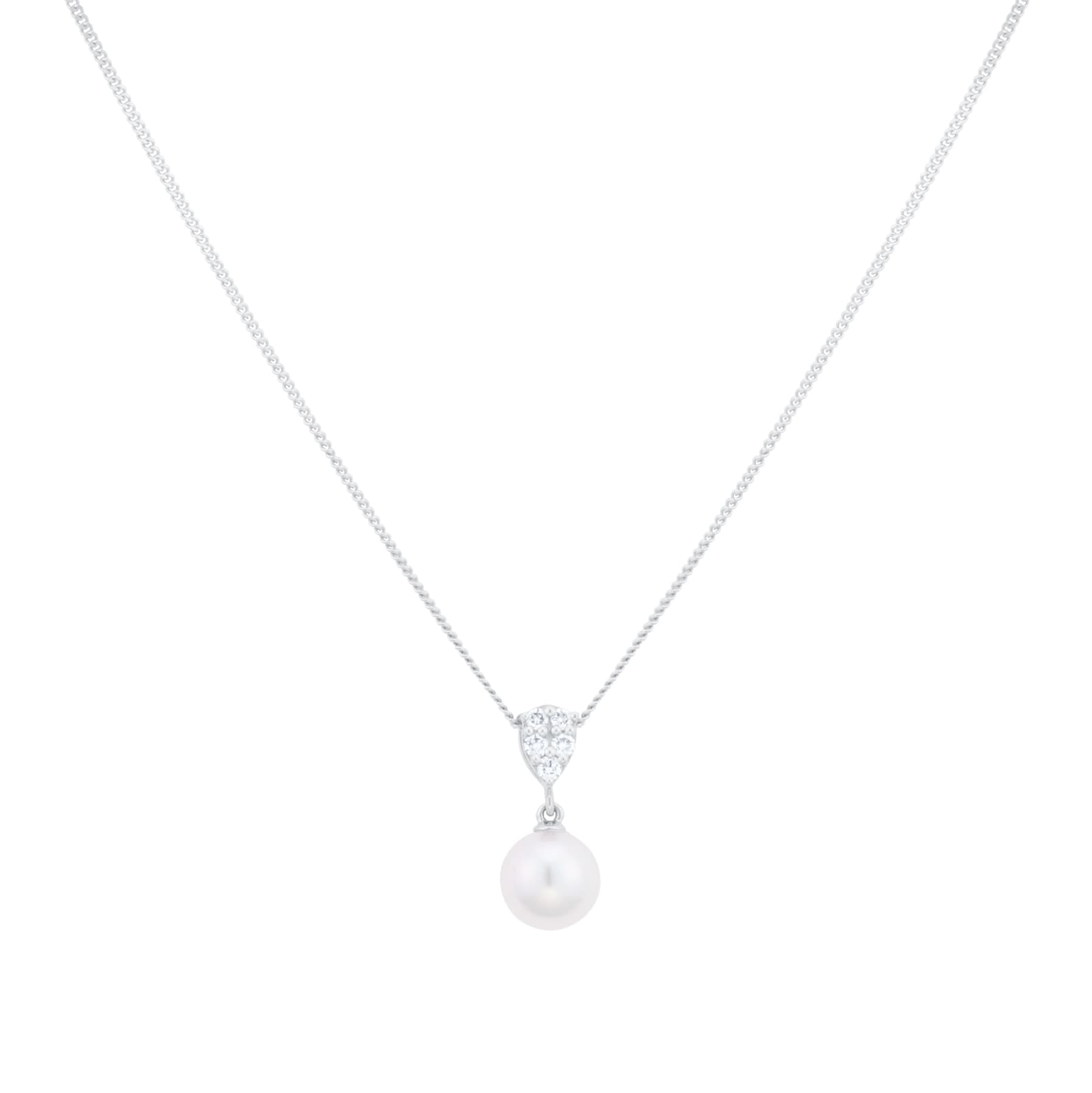 Mappin 
Webb 18ct White Gold 7x7.5mm Akoya Peal 
0.10cttw Diamond Pendant