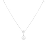 Mappin & Webb 18ct White Gold 7x7.5mm Akoya Peal & 0.10cttw Diamond Pendant