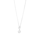 Mappin & Webb 18ct White Gold 7x7.5mm Akoya Peal & 0.10cttw Diamond Pendant
