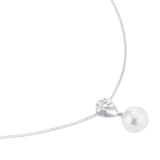 Mappin & Webb 18ct White Gold 7x7.5mm Akoya Peal & 0.10cttw Diamond Pendant
