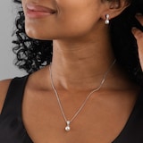 Mappin & Webb 18ct White Gold 7x7.5mm Akoya Peal & 0.10cttw Diamond Pendant