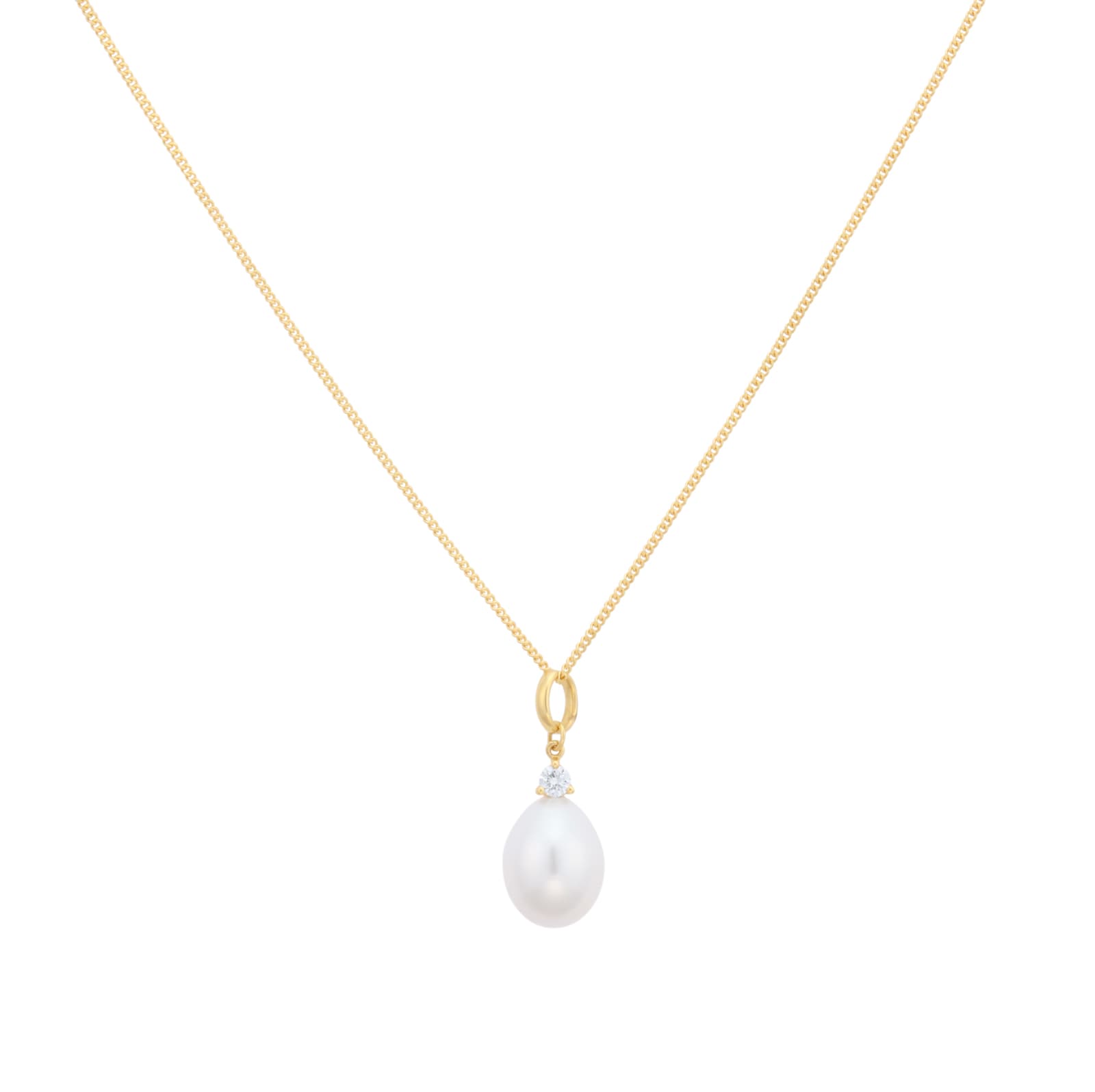 Mappin 
Webb 18ct Yellow Gold 8x8.5mm Fresh Water Pearl 
0.14cttw Diamond Pendant