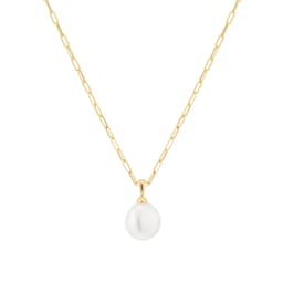 14080034 - 18ct Yellow Gold Fresh Water Pearl Paper Chain Necklace