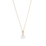 Goldsmiths 9ct Yellow Gold 6.5-7mm Freshwater Pearl and Diamond Pendant
