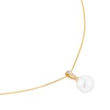 Goldsmiths 9ct Yellow Gold 6.5-7mm Freshwater Pearl and Diamond Pendant