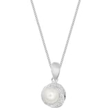 Goldsmiths Sterling Silver Cubic Zirconia and Cultured Fresh Water Pearl Pendant
