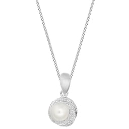 14090004 - Sterling Silver Cubic Zirconia and Cultured Fresh Water Pearl Pendant