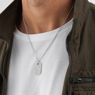 Goldsmiths Sterling Silver Dog Tag Necklace