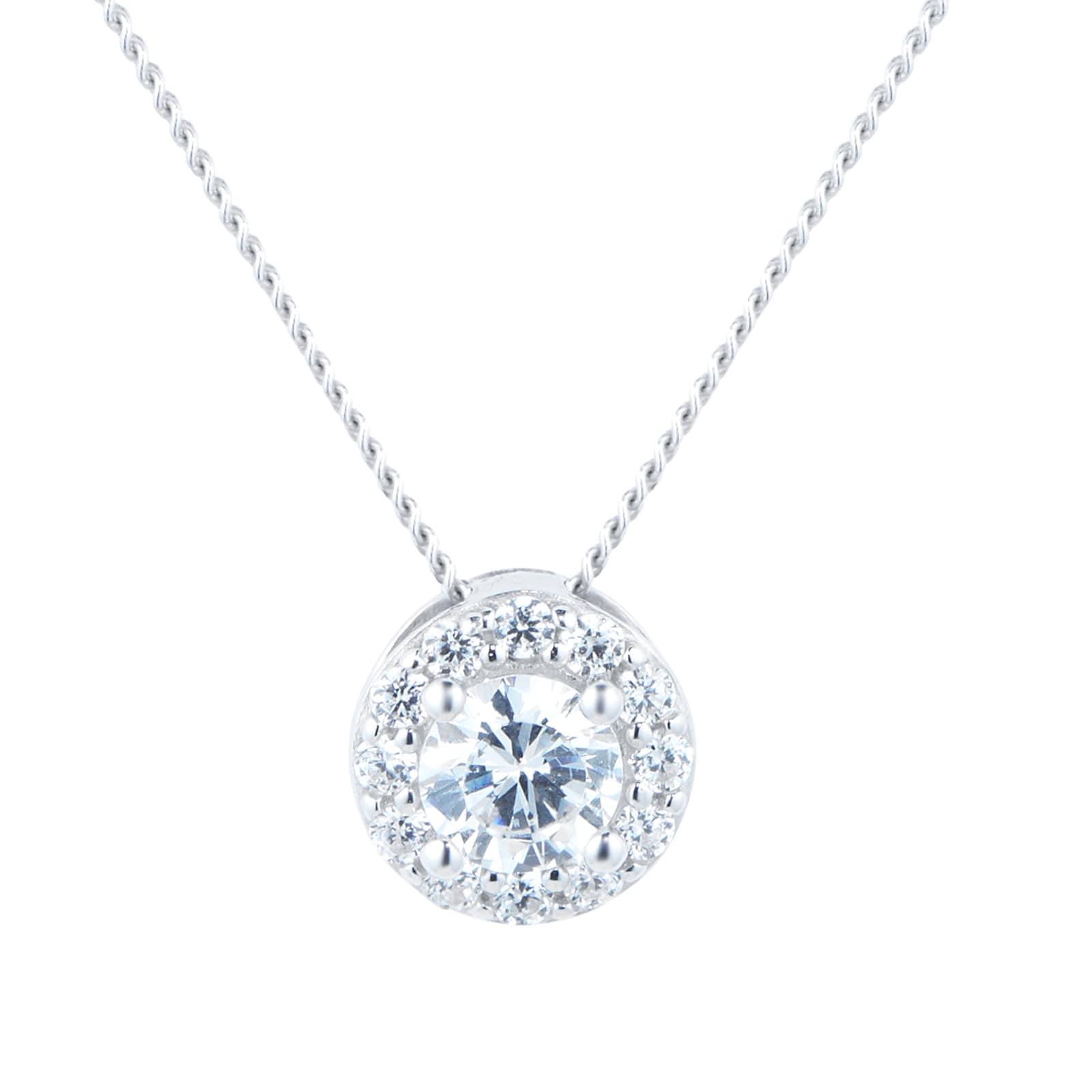 Goldsmiths 9ct White Gold Cubic Zirconia Halo Pendant Goldsmiths 9ct White Gold Cubic Zirconia Halo Pendant