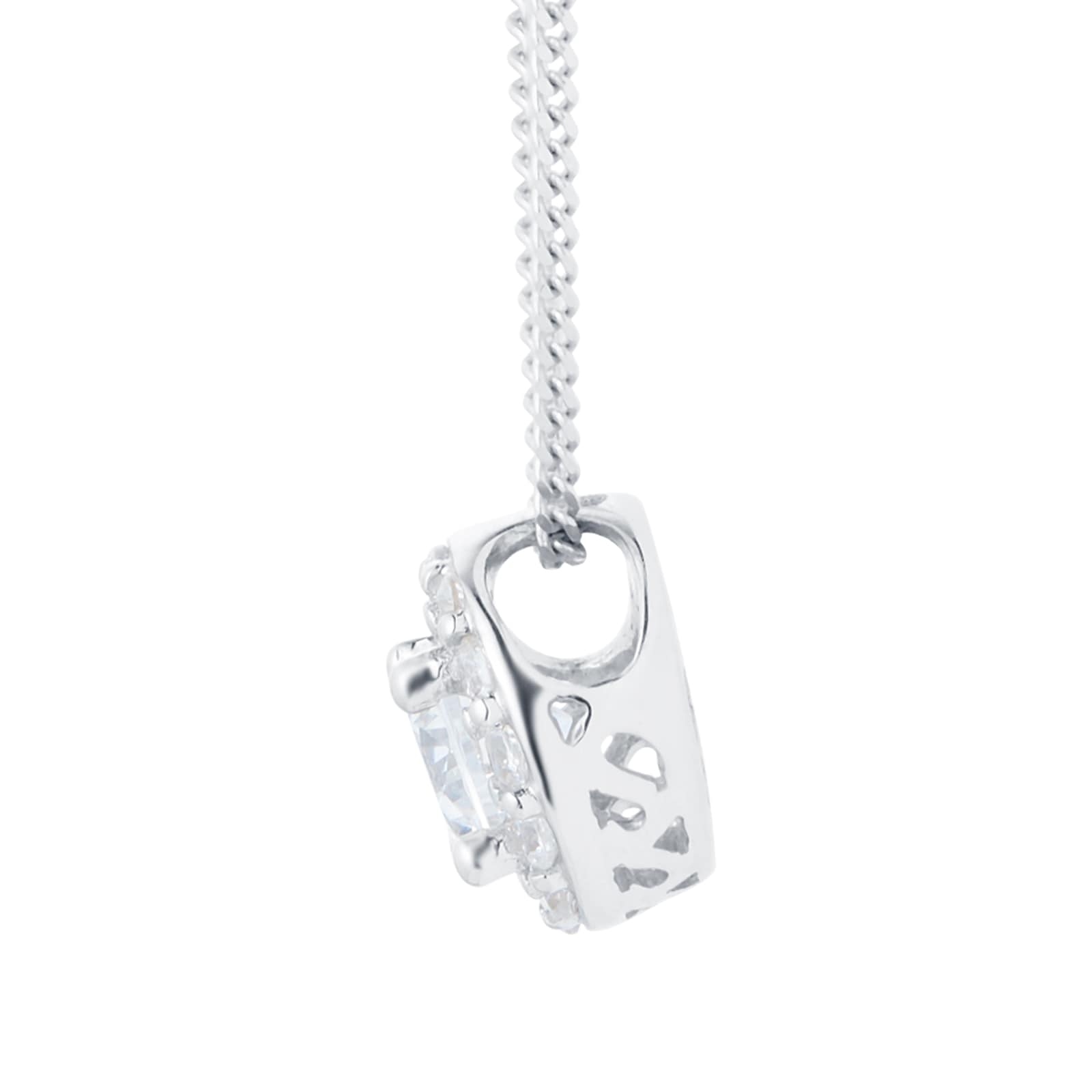 Goldsmiths 9ct White Gold Cubic Zirconia Halo Pendant Goldsmiths 9ct White Gold Cubic Zirconia Halo Pendant