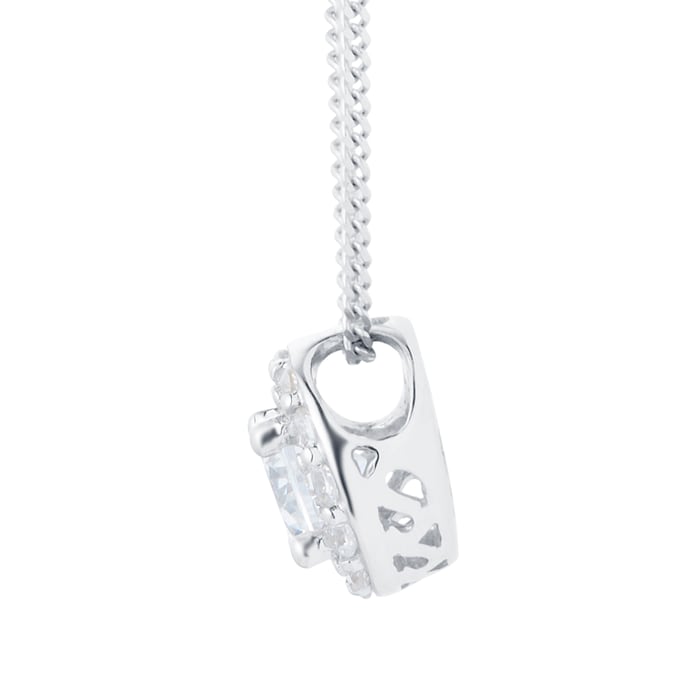 Goldsmiths 9ct White Gold Cubic Zirconia Halo Pendant