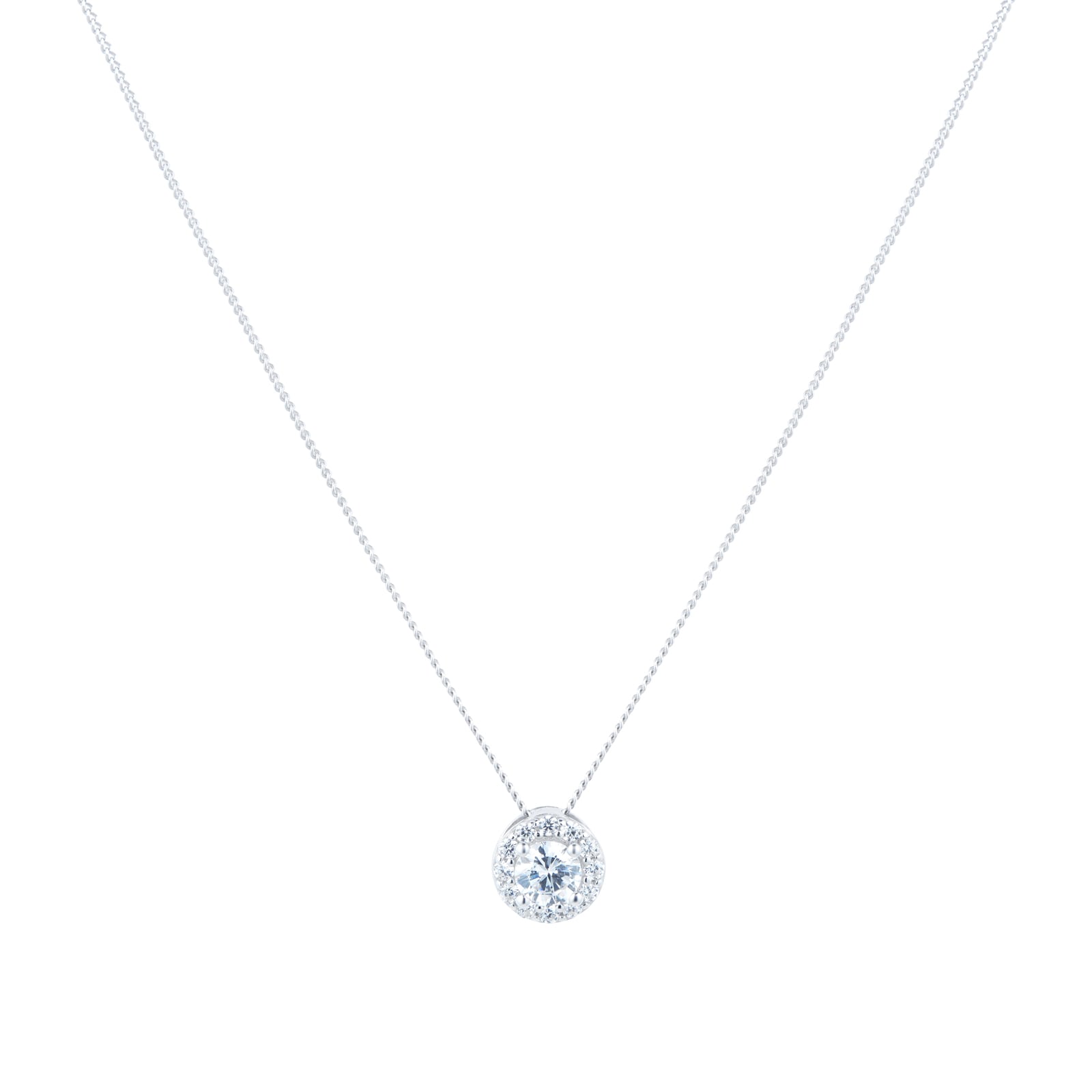 Goldsmiths 9ct White Gold Cubic Zirconia Halo Pendant Goldsmiths 9ct White Gold Cubic Zirconia Halo Pendant