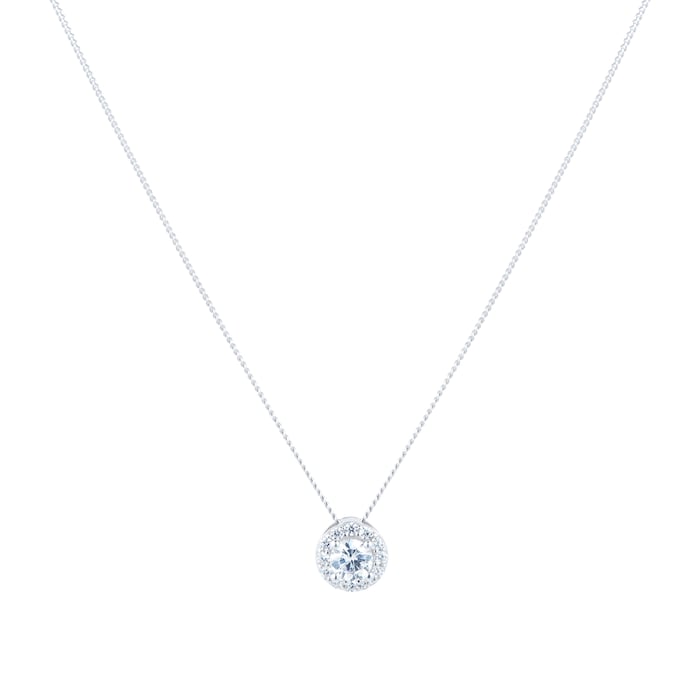 Goldsmiths 9ct White Gold Cubic Zirconia Halo Pendant