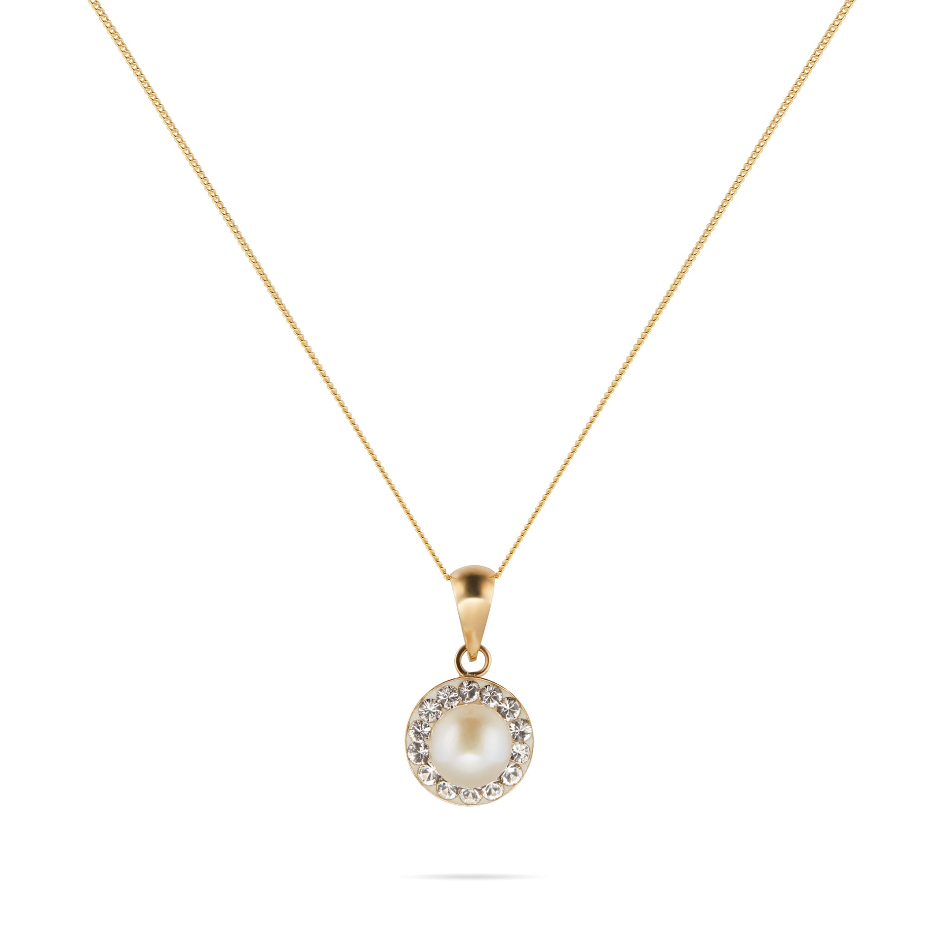 Goldsmiths 9ct Yellow Gold Pearl & Crystal Pendant