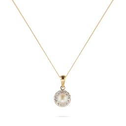14110006 - 9ct Yellow Gold Pearl & Crystal Pendant