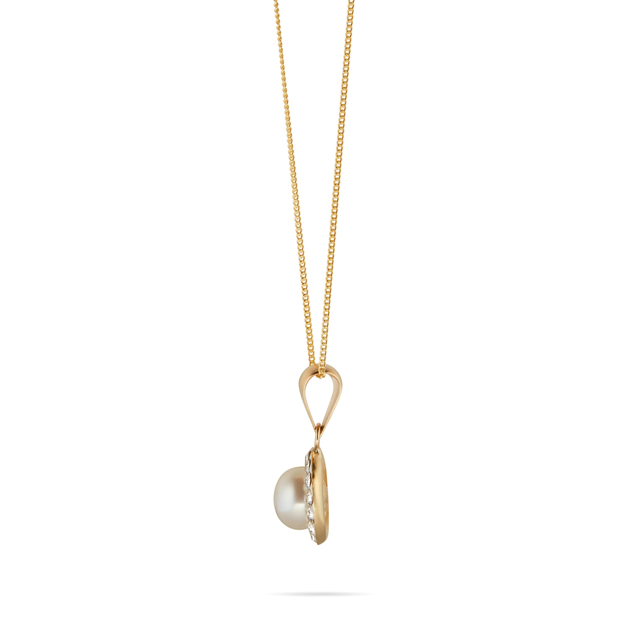 Goldsmiths 9ct Yellow Gold Pearl & Crystal Pendant Goldsmiths 9ct Yellow Gold Pearl & Crystal Pendant