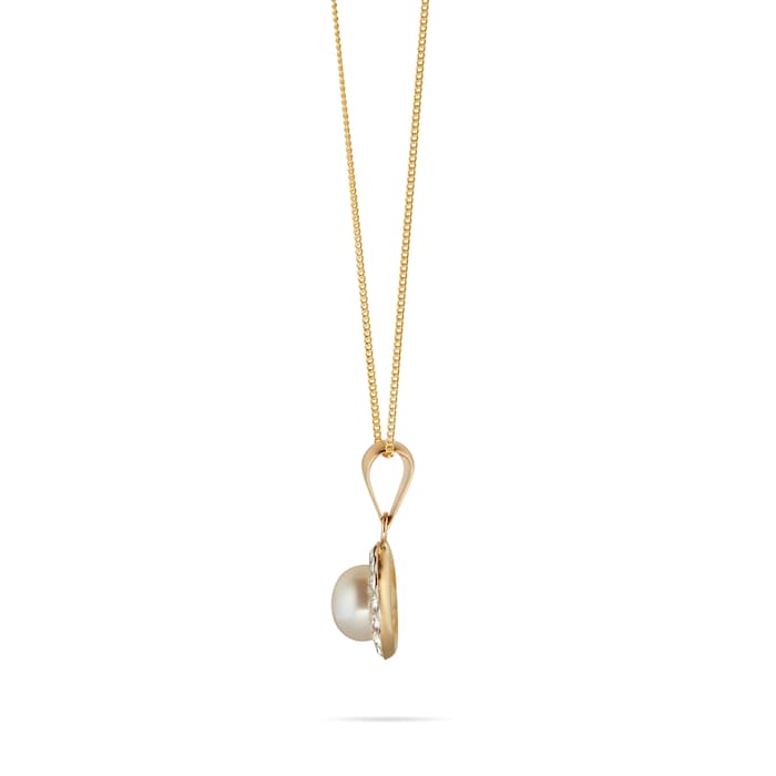 Goldsmiths 9ct Yellow Gold Pearl & Crystal Pendant
