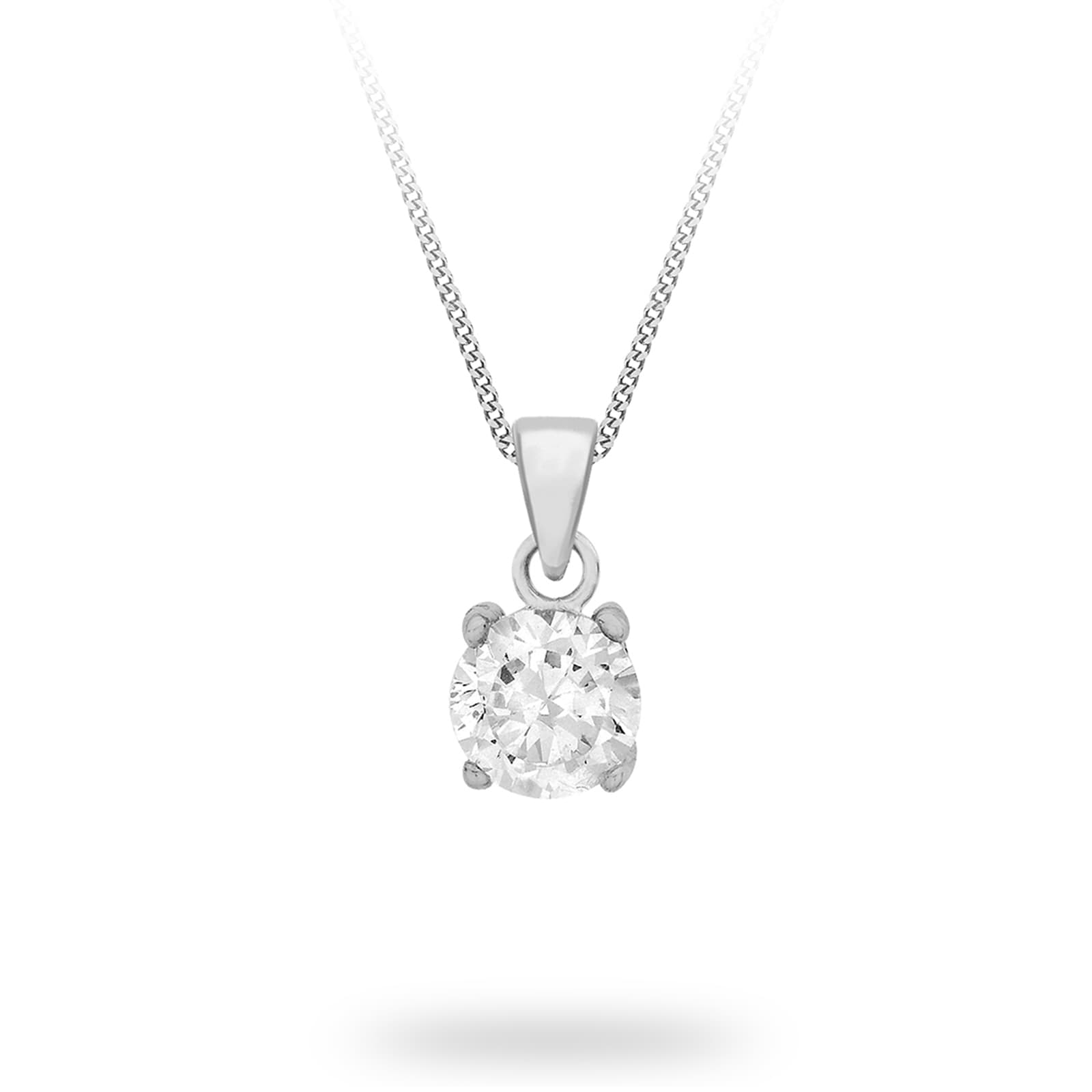 Goldsmiths Silver 7mm Round Crystal Pendant