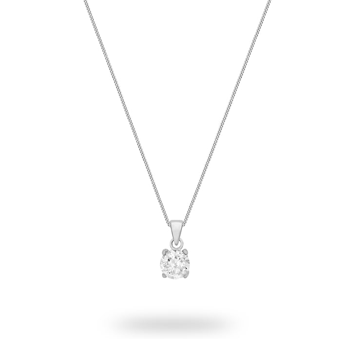 Goldsmiths Silver 7mm Round Crystal Pendant