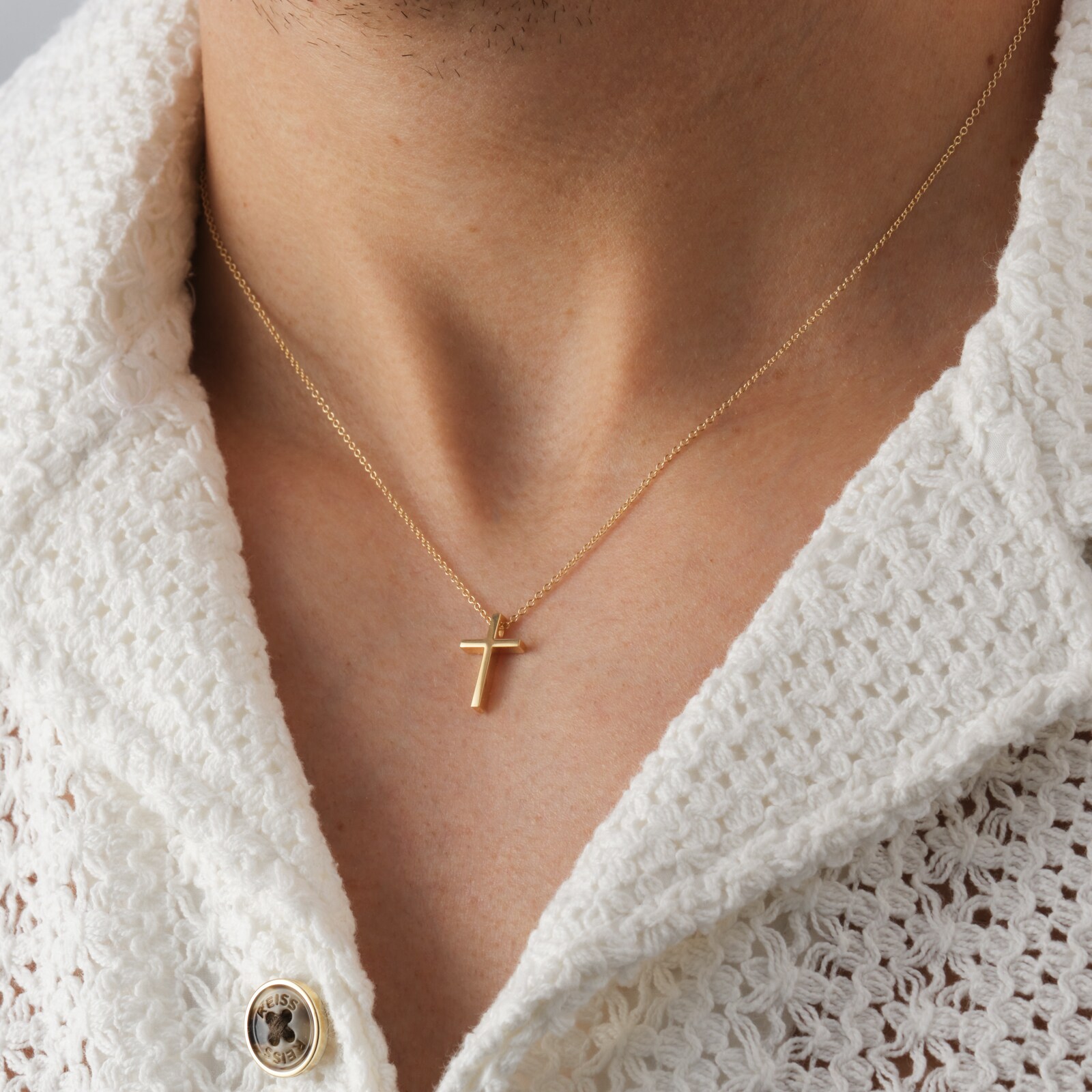 Goldsmiths 18ct Yellow Gold Floating Cross Pendant