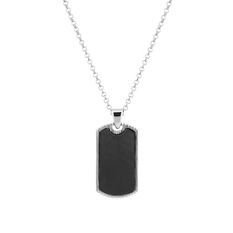 Goldsmiths Sterling Silver Black Ruthenium Plated Dog Tag Necklace