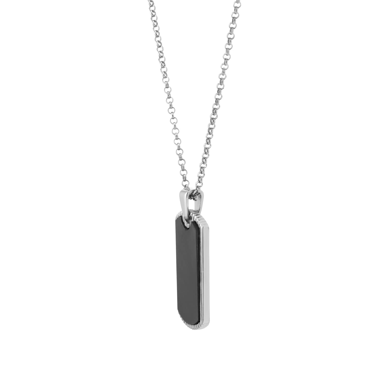 Goldsmiths Sterling Silver Black Ruthenium Plated Dog Tag Necklace