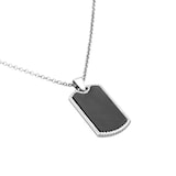 Goldsmiths Sterling Silver Black Ruthenium Plated Dog Tag Necklace