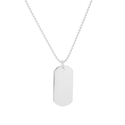 14300004 - Sterling Silver Double Dog Tag Beaded Chain Necklace